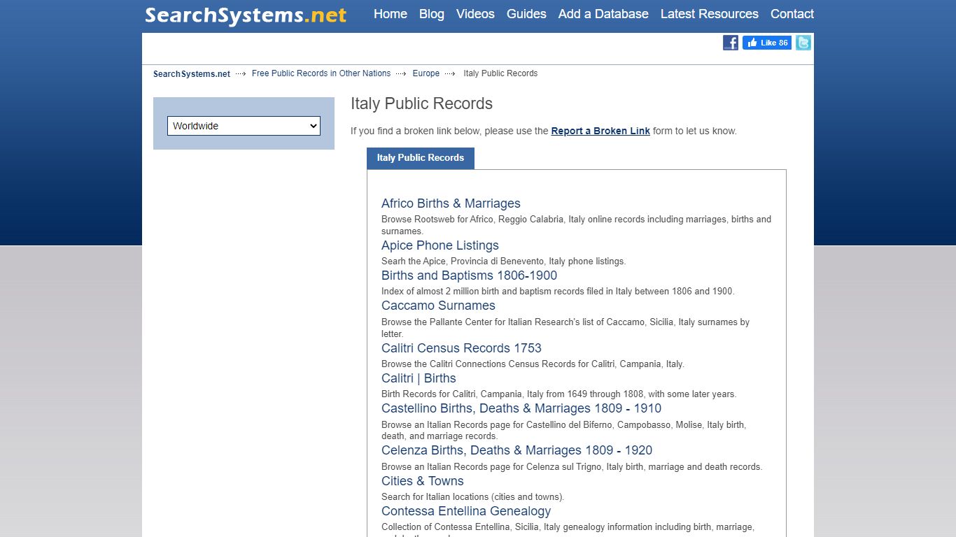 Italy Public Records